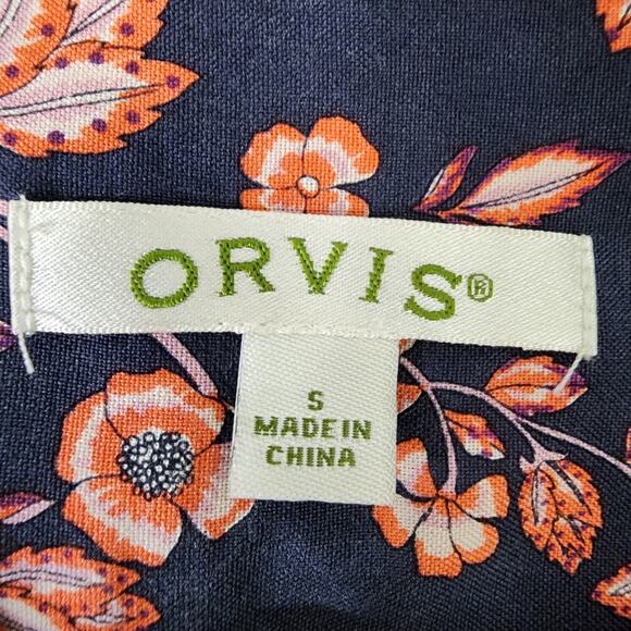 Orvis Silk Shirt S Blue Floral Long Sleeve Button Lightweight Preppy Coastal - Picture 8 of 11